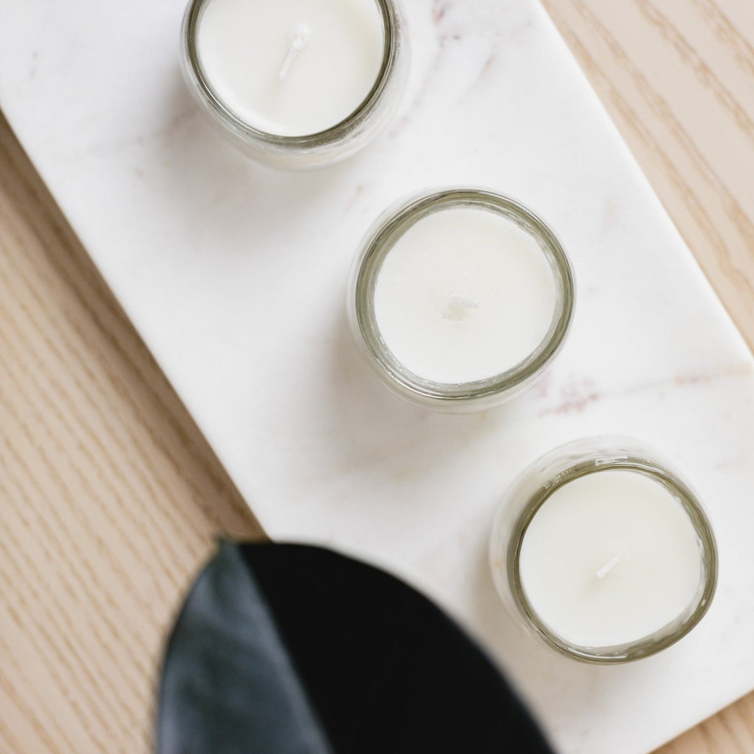 Pebbled Filled Votive Candles - Set of 3