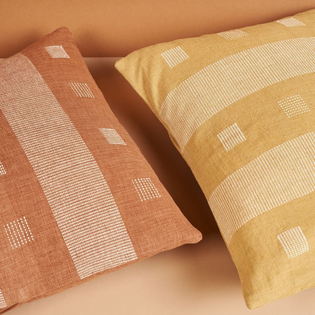 Chokor Nira Ochre Organic Cotton Handloom Pillow