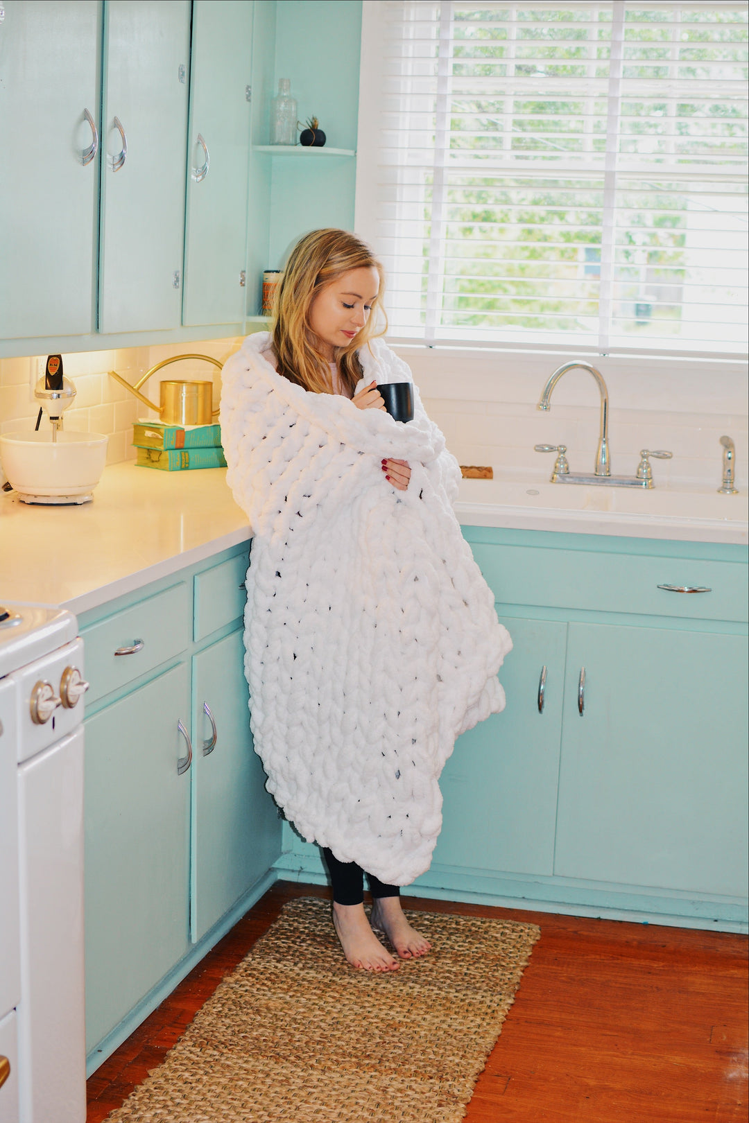 Chunky Knit Blanket - White