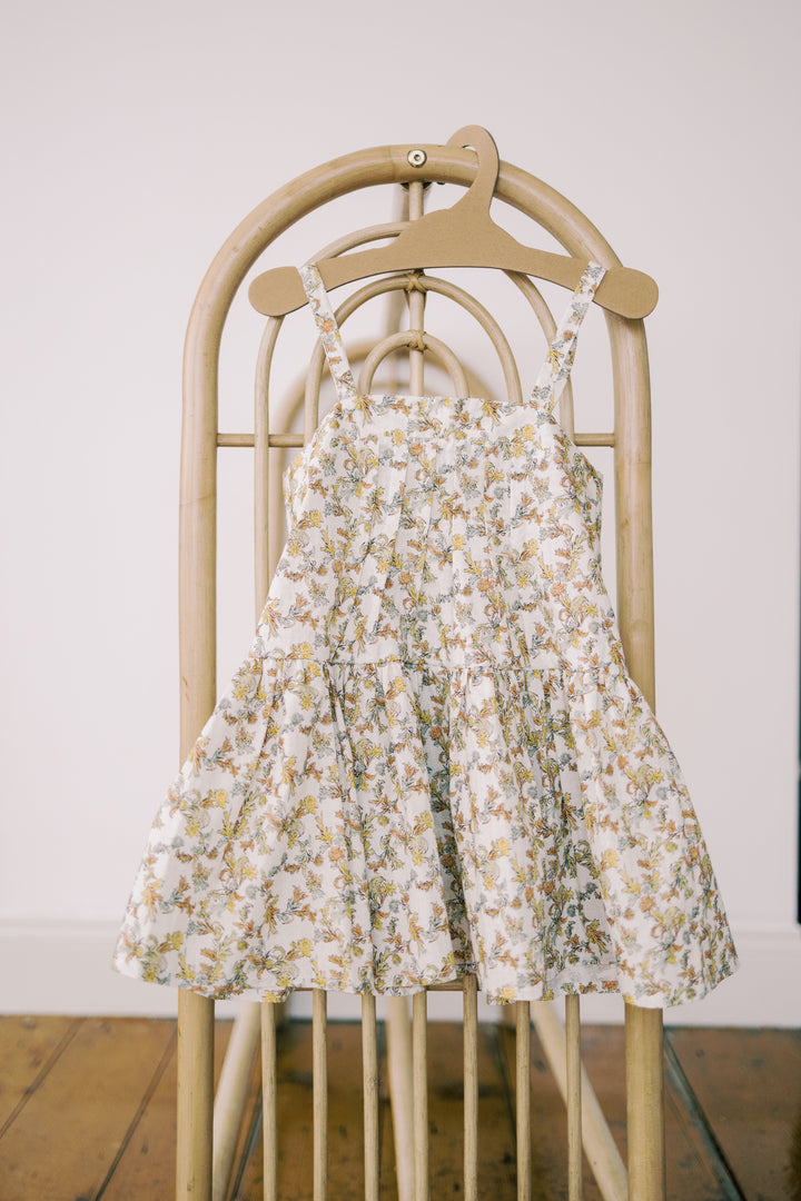 Hikari Pintuck Dress | Mustard Sage Blossom