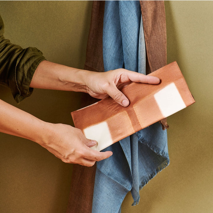 Melo Gold Mulberry Silk Shibori Hand Crafted Zero Waste Pouch