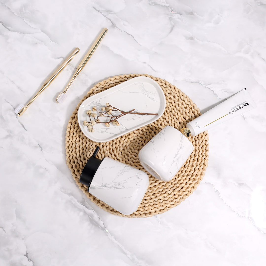 BosilunLife Marble 3-Piece Bathroom Set Recycled Ceramic Eco-Clay