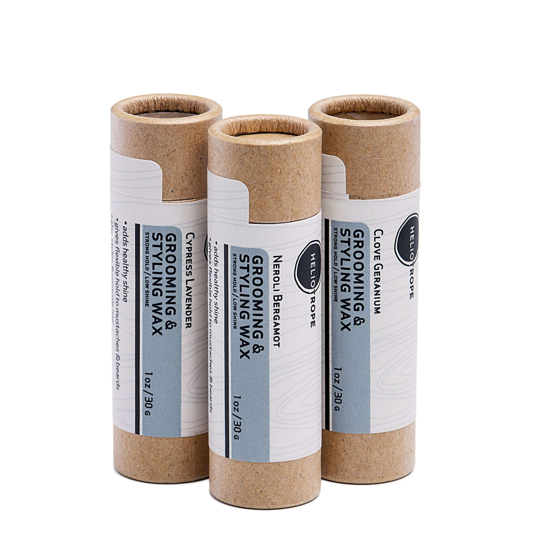 Eco-friendly tubes of Grooming & Styling Wax for natural hold and shine-free finish, perfect for daily hair and beard care.