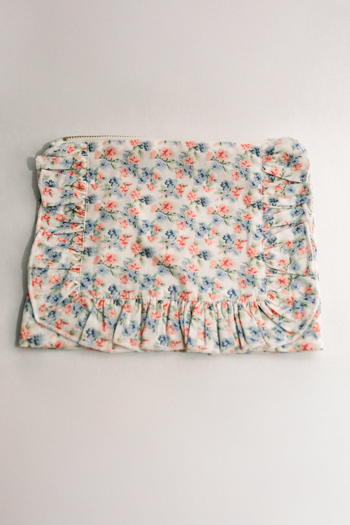 April Posies | Timeless Floral Ruffle Zipper Pouch
