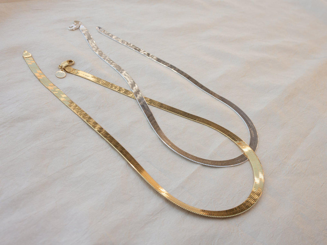 Bold Gold Herringbone Chain Necklace
