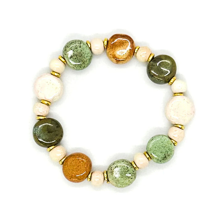 Desert-inspired handcrafted bracelet with mixed beads in earthy tones from Namib collection