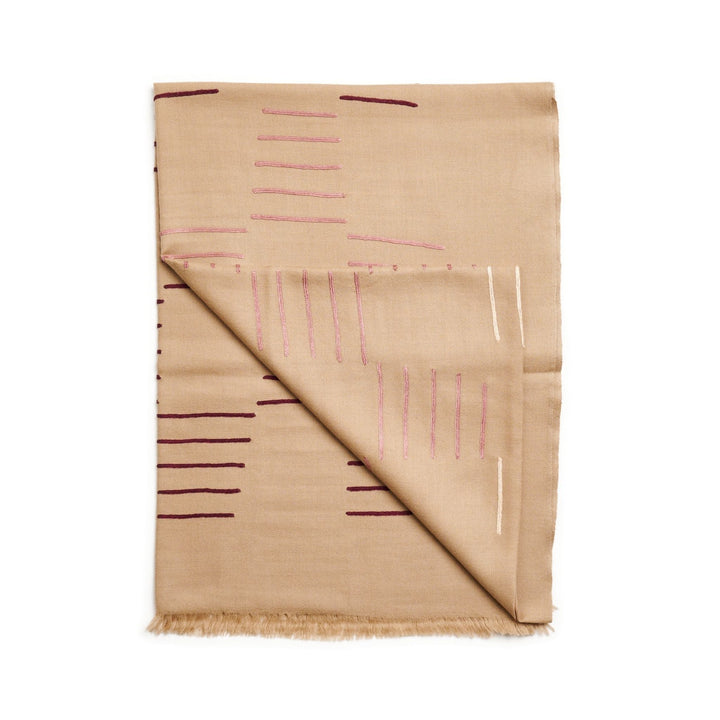 Maple Beige Handwoven Hand Embroidered Classic Scarf