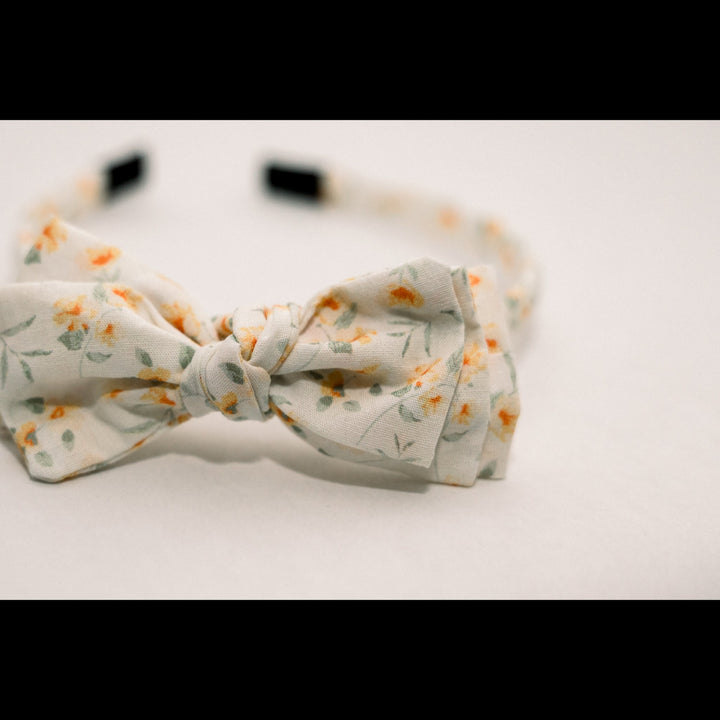 Three Little Bows Headband- Lemon Blossoms