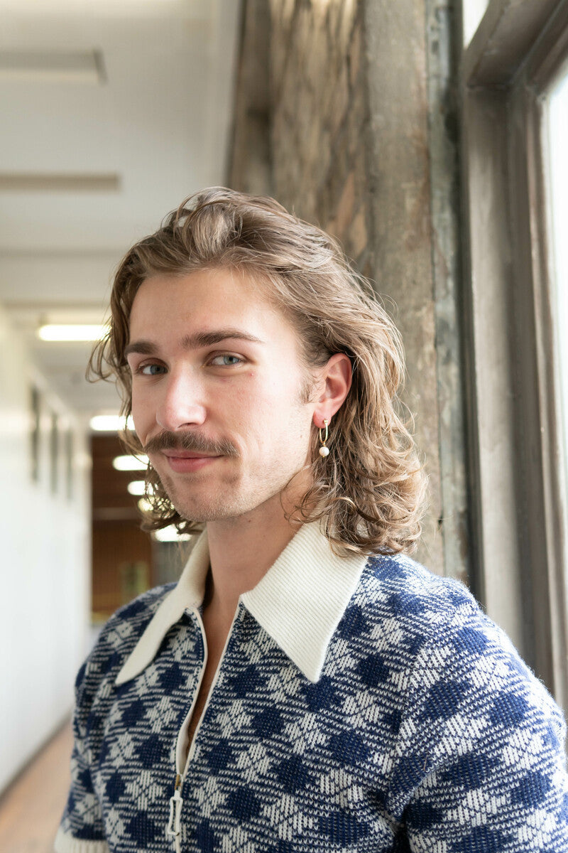 Freshwater Pearl Drop Earrings - Brass