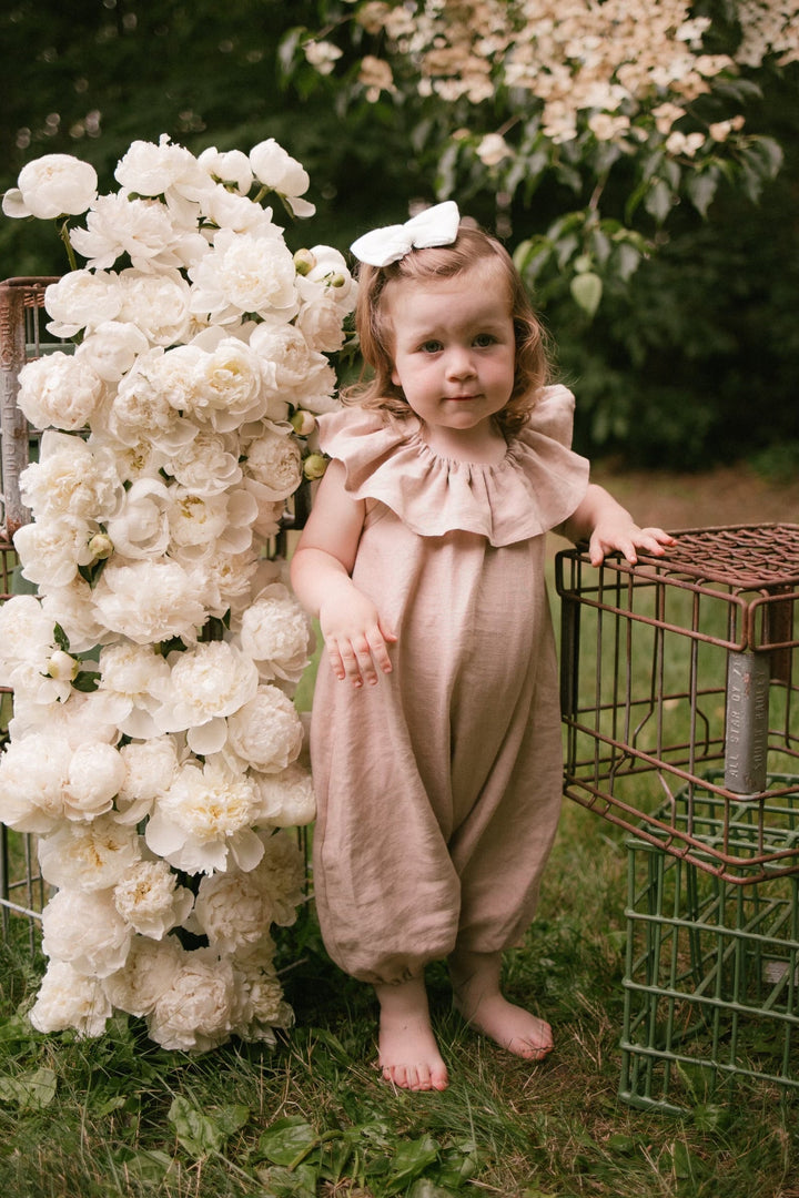 Olivia Ruffle Collar Romper | French Clay