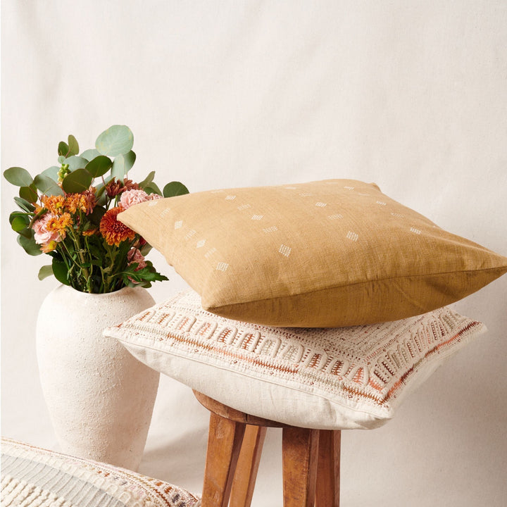 Nira Ochre Hand Spun Organic Cotton Handloom Pillow