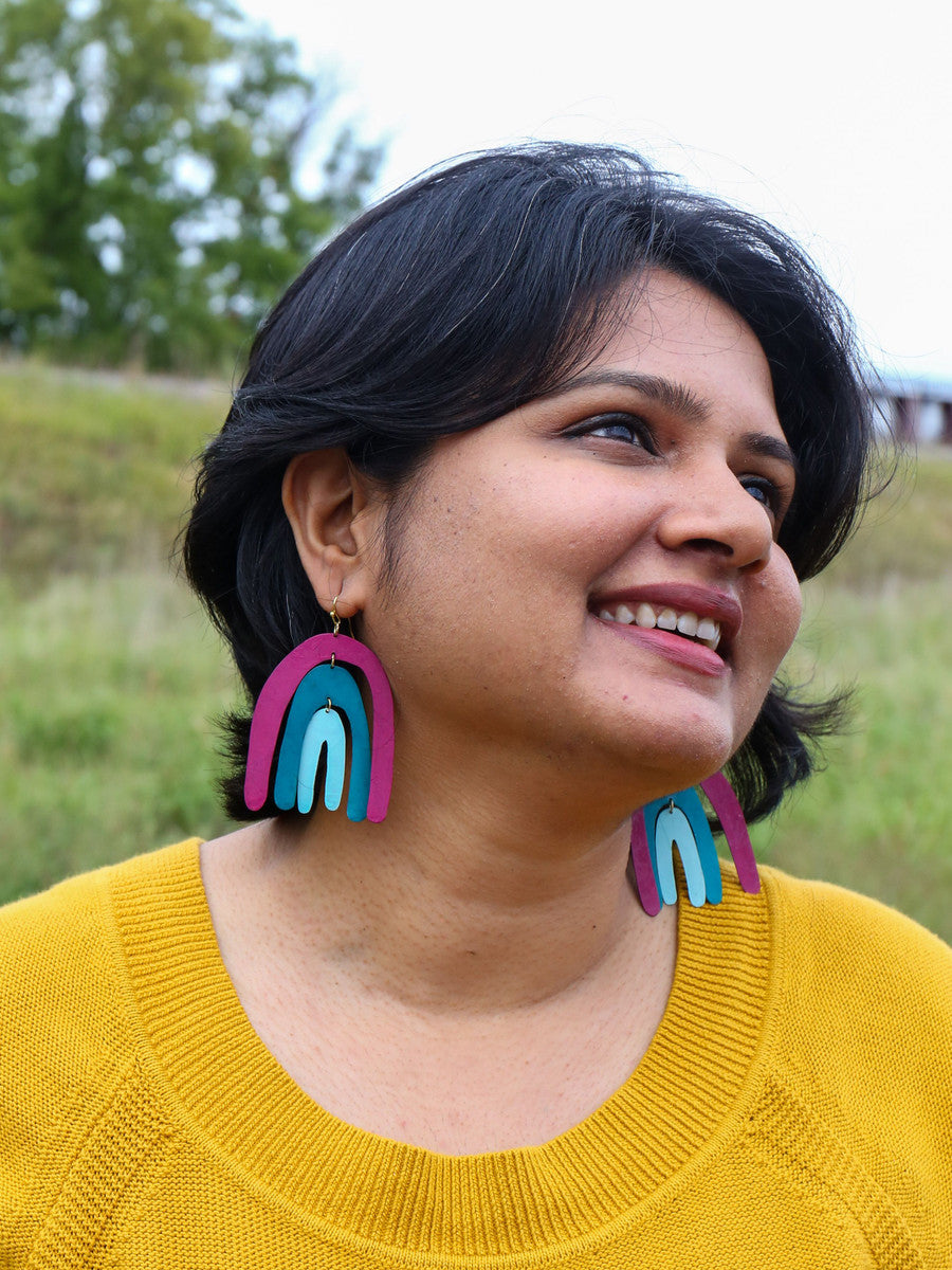 Painted Rainbow Statement Earrings