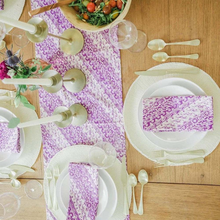 Batik Table Runner, Purple Blade, Hand Dyed, 100% Cotton