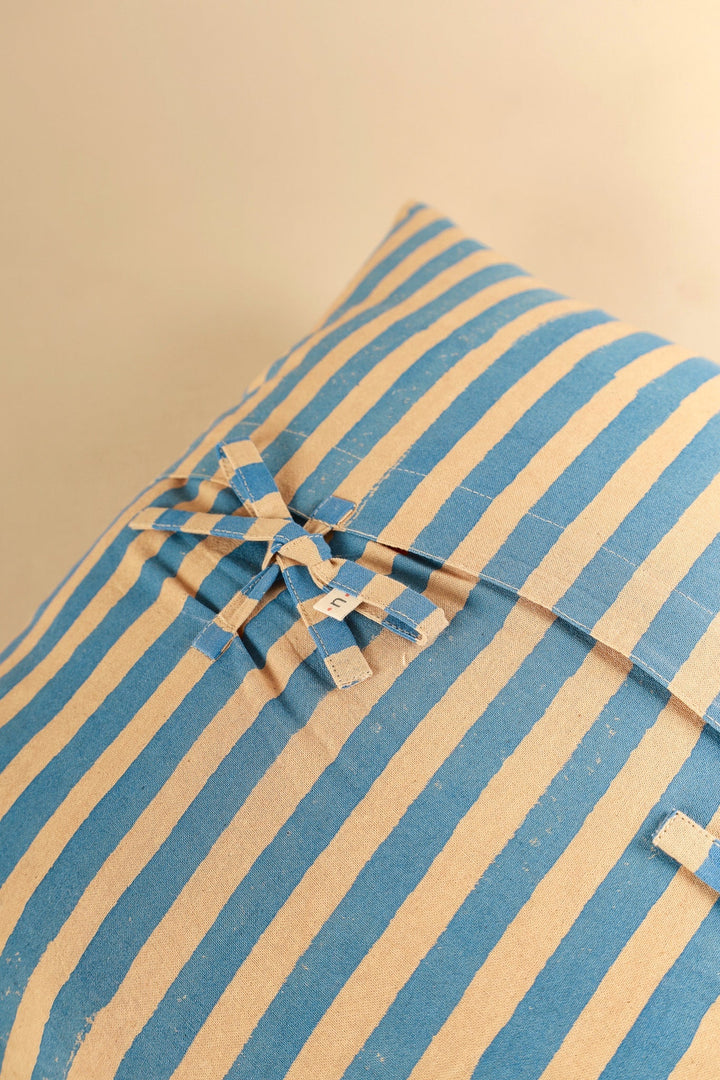 Oh! Stripes (Blue) Block Print Pillow