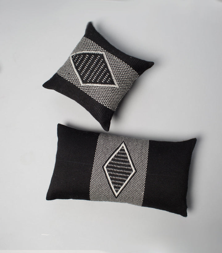 Diamante Square Textile Small Pillow - Black