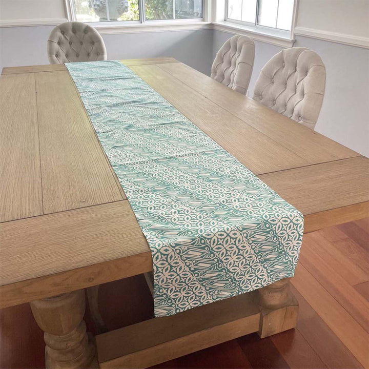 Batik Table Runner Green Royalty, Hand Dyed, 100% Cotton