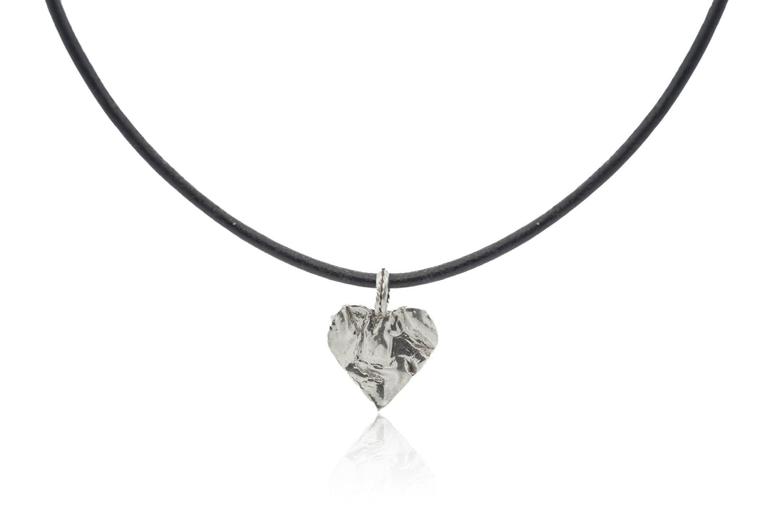 Silver Heart Rock Necklace - Chain or Leather