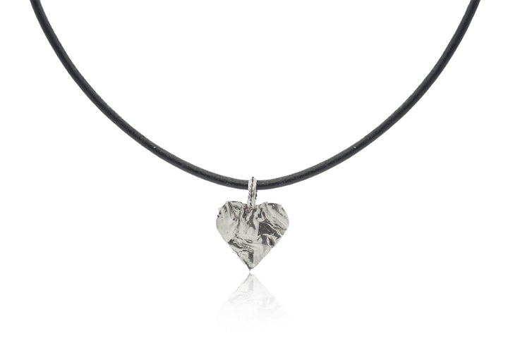 Silver Heart Rock Necklace - Chain or Leather