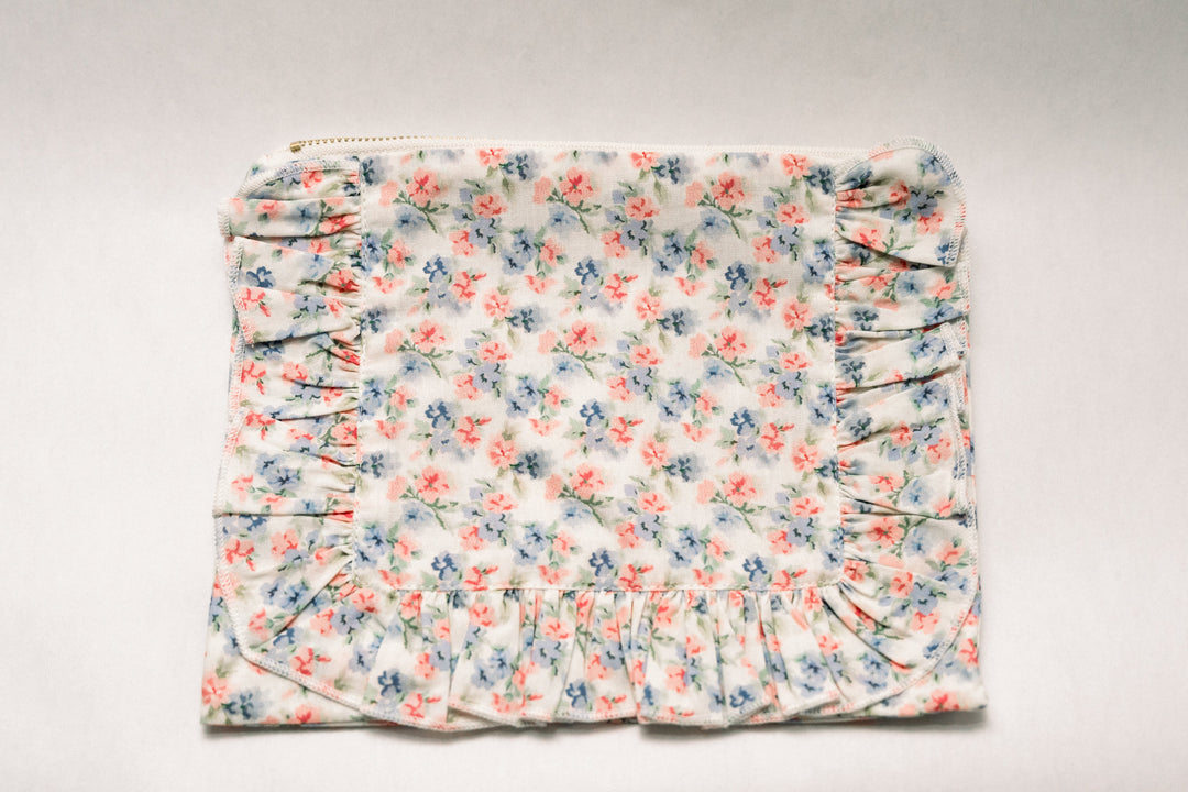April Posies | Timeless Floral Ruffle Zipper Pouch