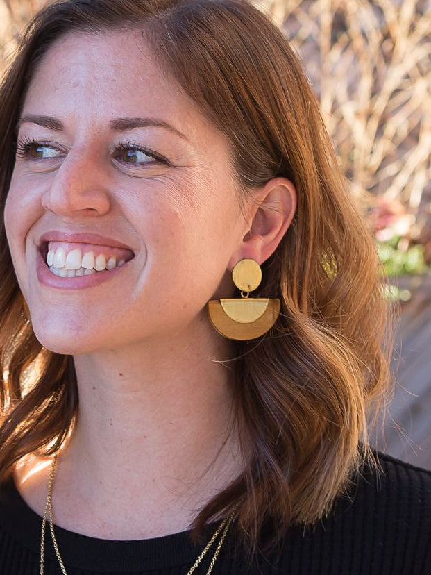 Chord Geometric Wood Studs - Brass