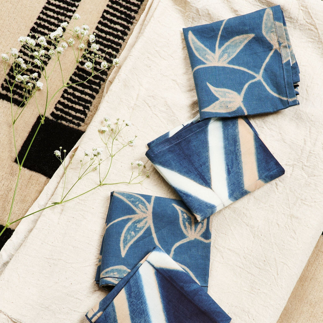 Tisa Hand Crafted Shibori Print Cotton Table Napkin ( set of 4 )