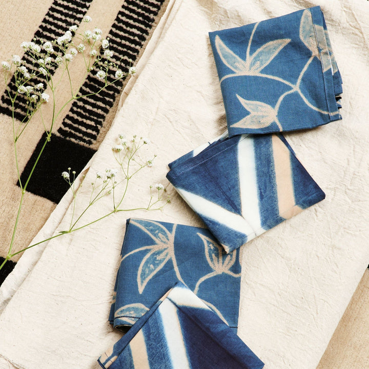 Tisa Hand Crafted Shibori Print Cotton Table Napkin ( set of 4 )