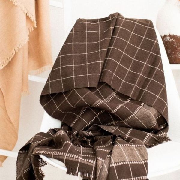 Treacle Checks Pattern Hand spun Organic Cotton Handloom Throw