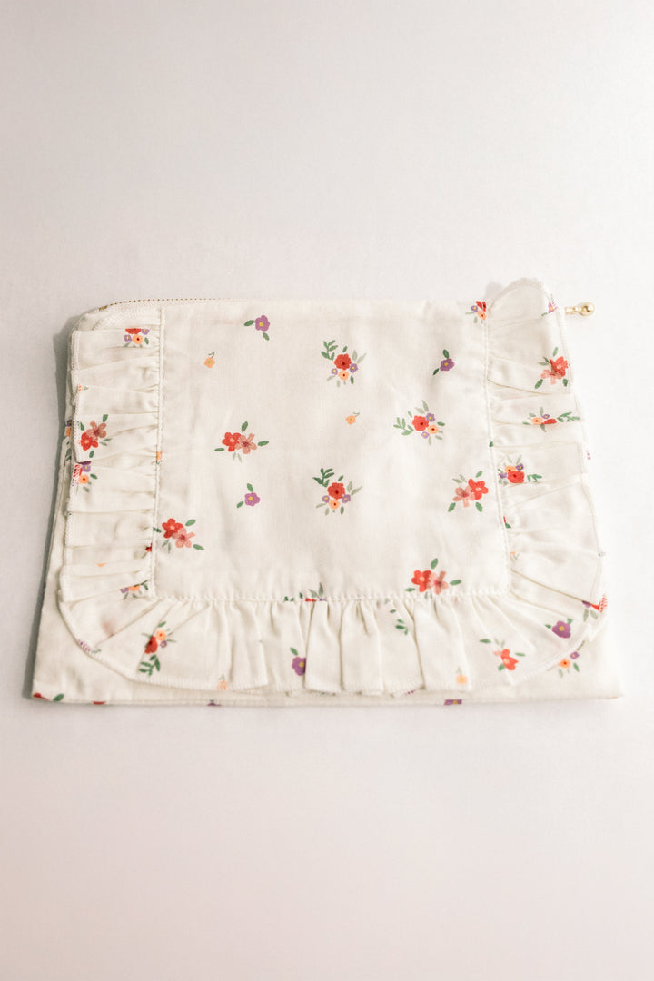 Summer Petals | Timeless Floral Ruffle Pouch