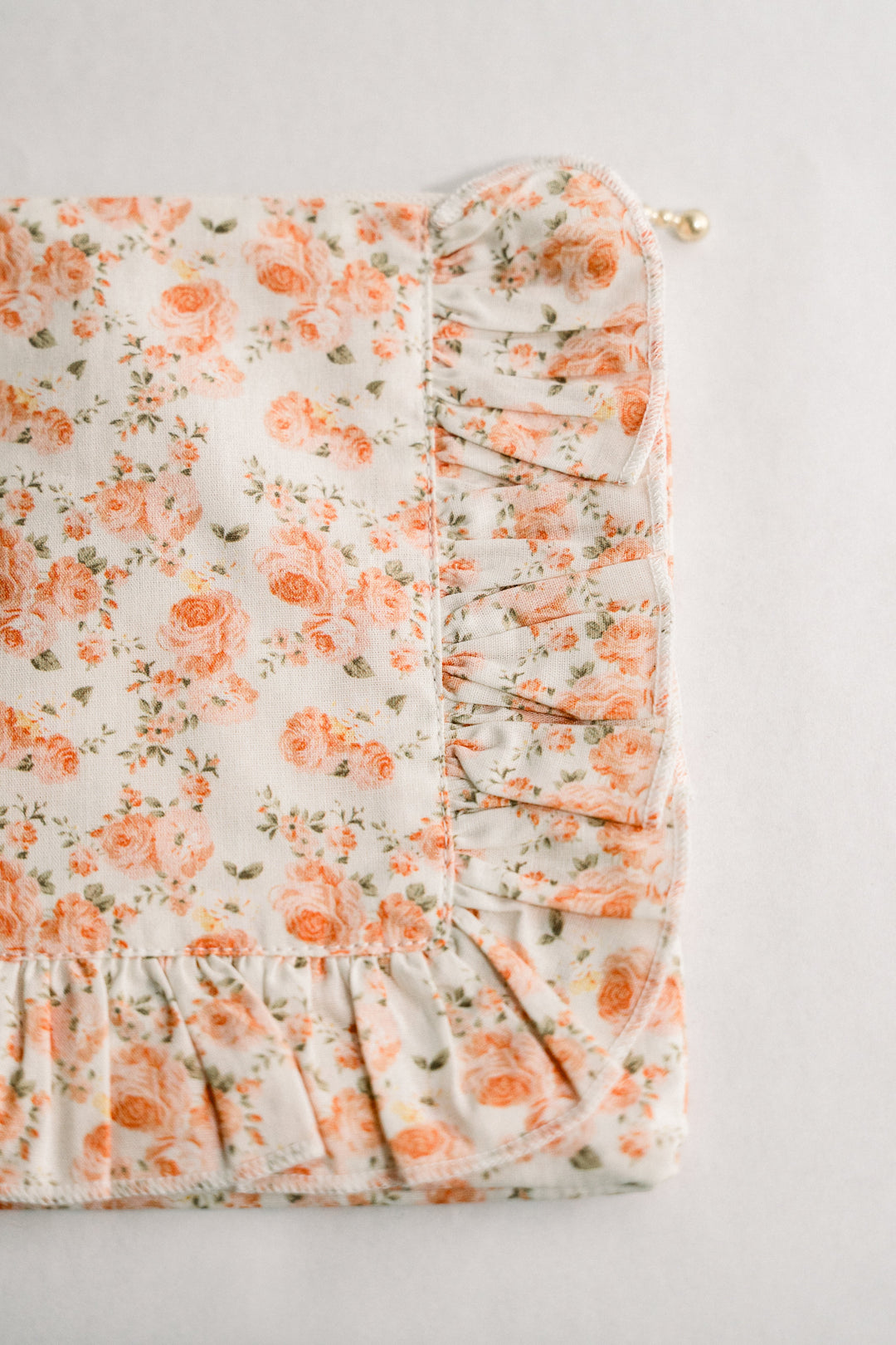 Coral Petal Blooms | Timeless Floral Ruffle Zipper Pouch