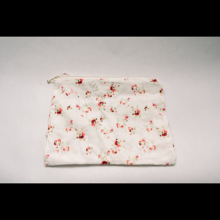 Scarlet Bloom | Timeless Floral Ruffle Zipper Pouch