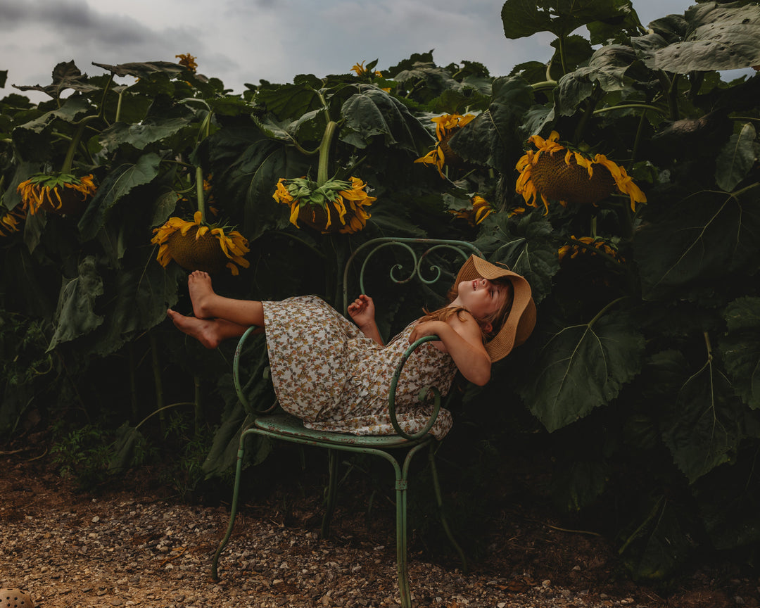 Hikari Pintuck Dress | Mustard Sage Blossom