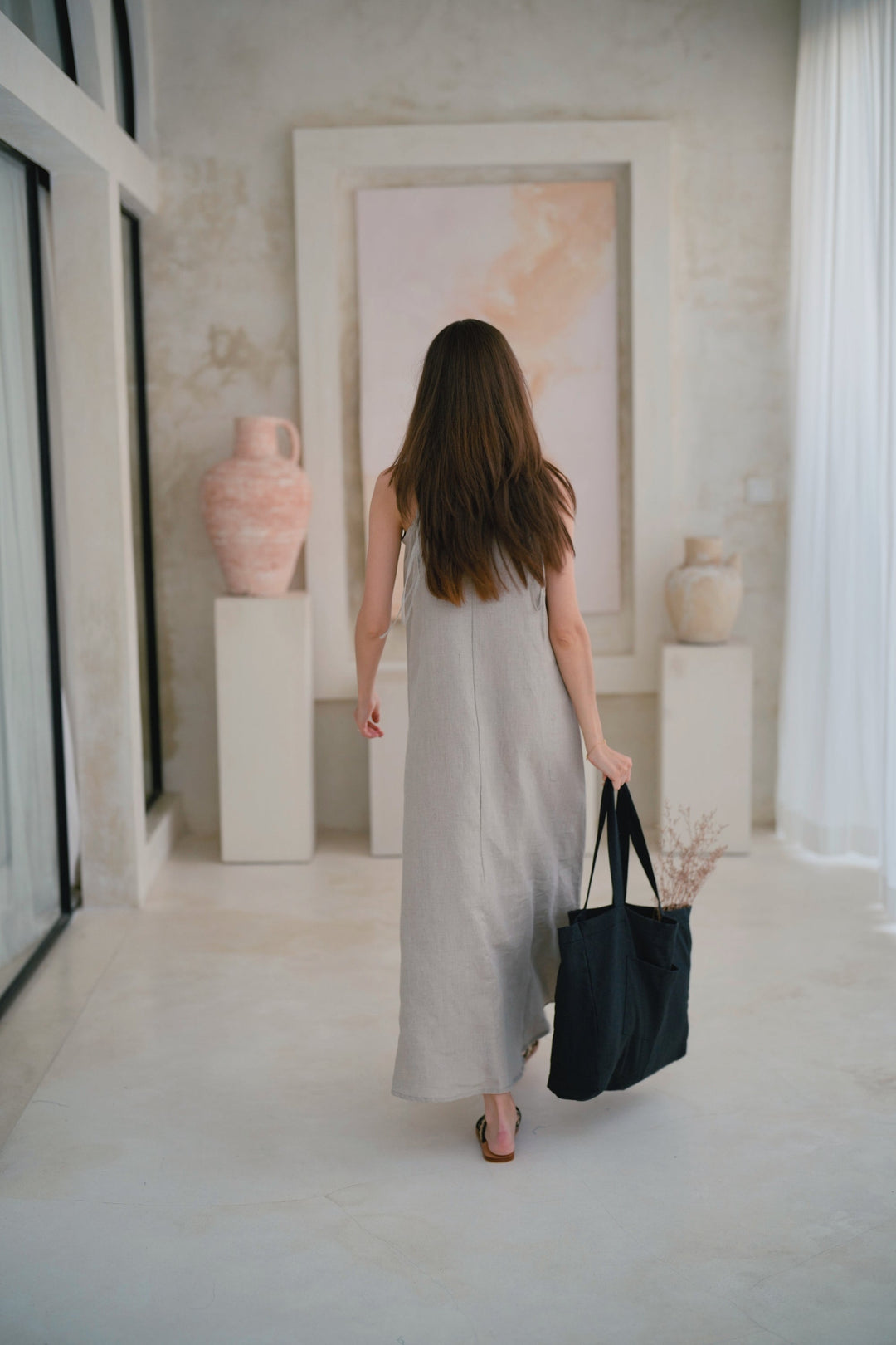 Maya Linen Dress in Natural