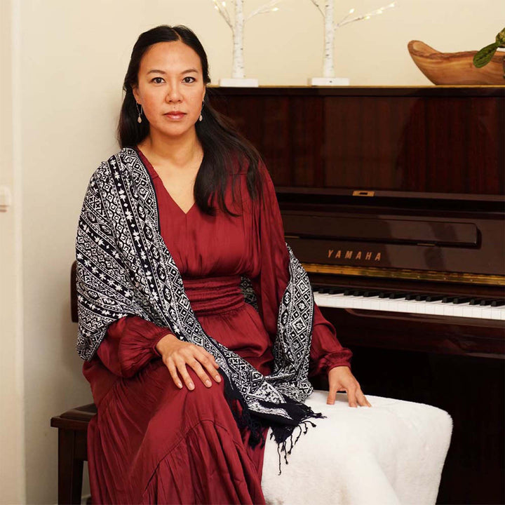 Hand Dyed Batik Scarf | 100% Cotton Fabric | Black & White, Geometric