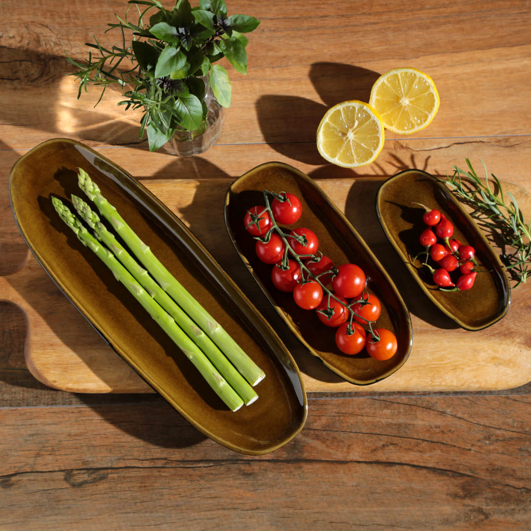 Shallow Organic Oval Platter Mini Set of 4