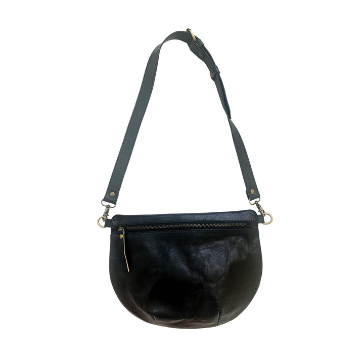 Naomi Leather Sling Bag in Black