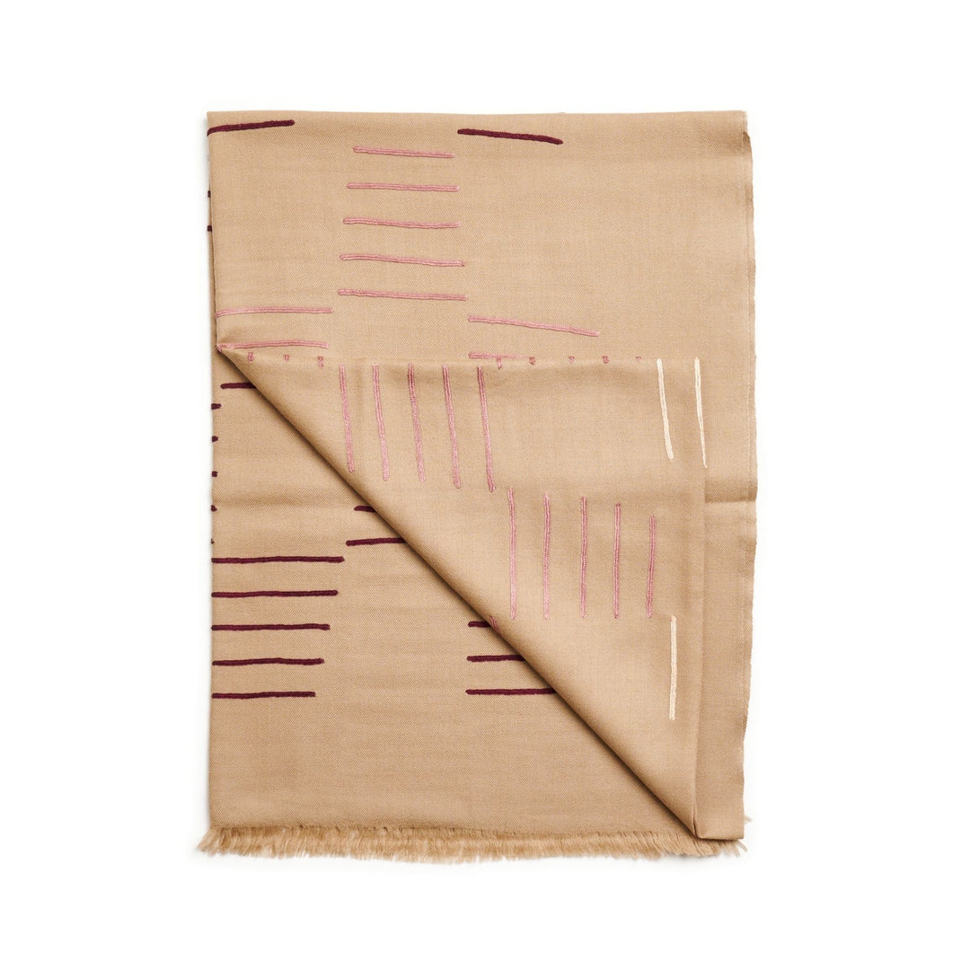 Sea Salt Pastel Green Hand Woven Hand Embroidered Silk Merino Classic Scarf