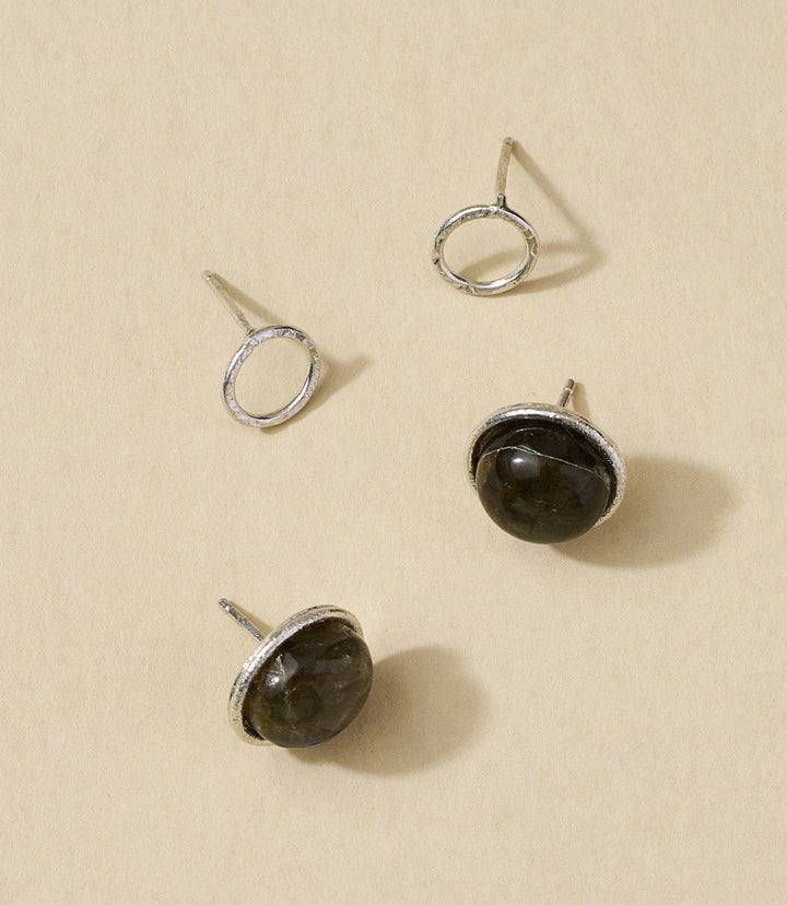 Indali Labradorite Semiprecious Stud Earrings - Set of 2