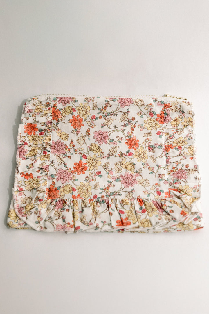 Midsummer Vine | Timeless Floral Ruffle Zipper Pouch