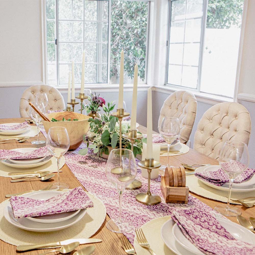 Batik Table Runner, Purple Blade, Hand Dyed, 100% Cotton