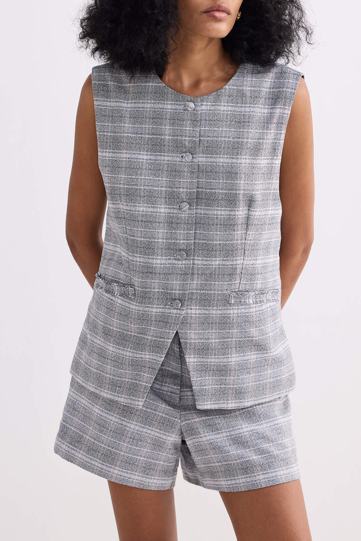 Cotton Tweed Shorts in Grey