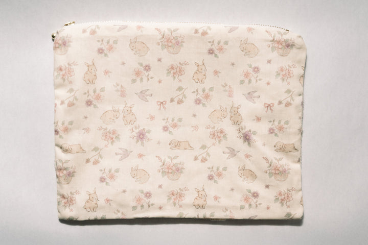 Storybook Bunny |Timeless Floral Ruffle Zipper Pouch