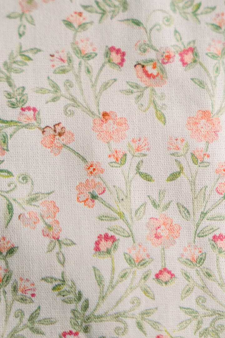 Apricot Meadow |Timeless Floral Ruffle Zipper Pouch