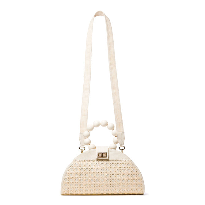 THE ISABELLA White & Cream Rattan Woven Handbag