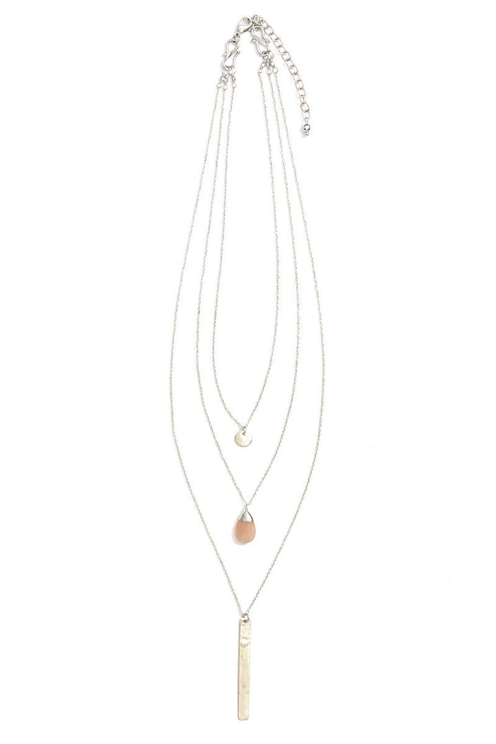 Triple Strand Multi-Way Pendant Necklace - Silver