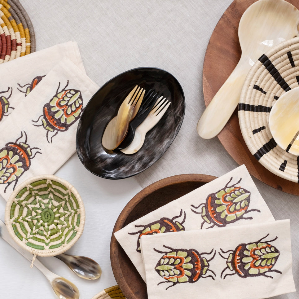 Hand Block Printed Napkin - Autumnal Jewel Bug