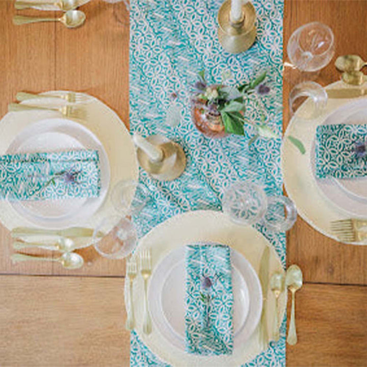 Batik Table Runner Green Royalty, Hand Dyed, 100% Cotton