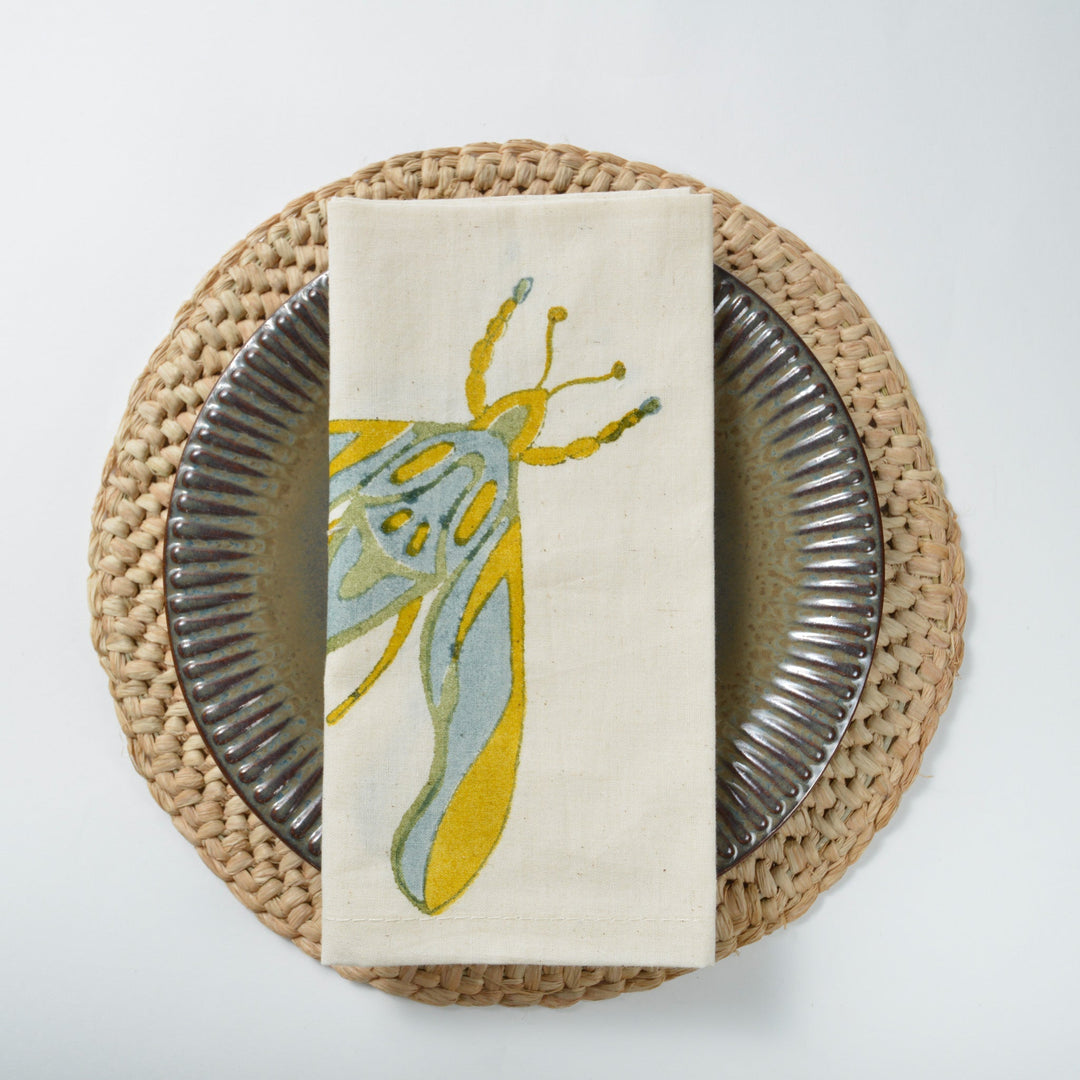 Hand Block Printed Napkin - Dawn Elephant Moth
