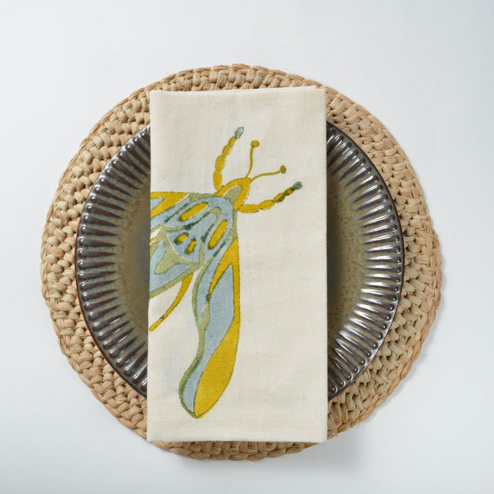 Hand Block Printed Napkin - Dawn Elephant Moth