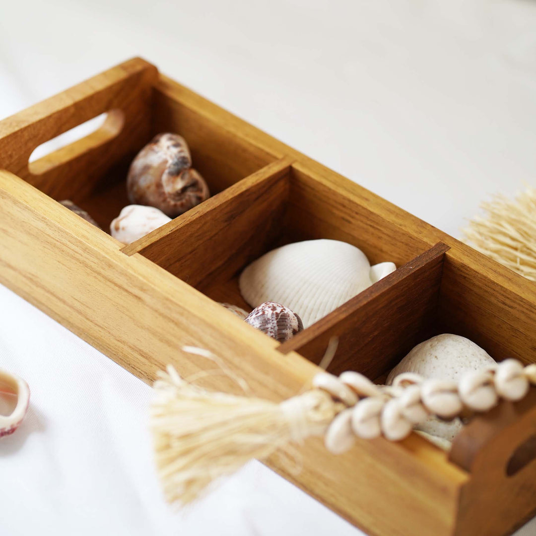 Teak Wood Rectangle Sugar Tray large