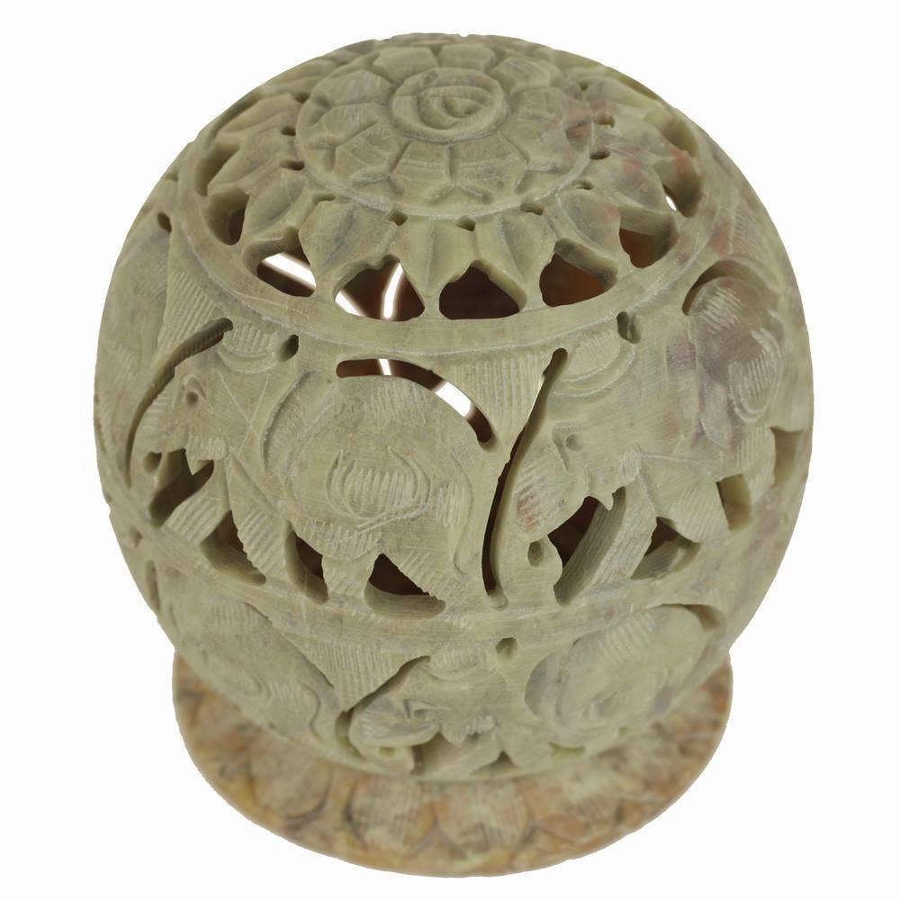 Hand Carved Tea Light Candle Holder